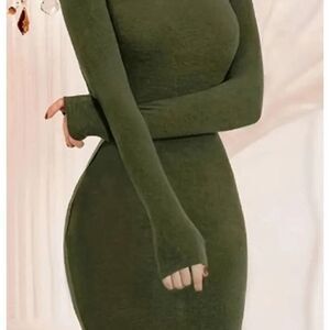 NWT AKIRA Black Label Bodycon olive green dress Sz L